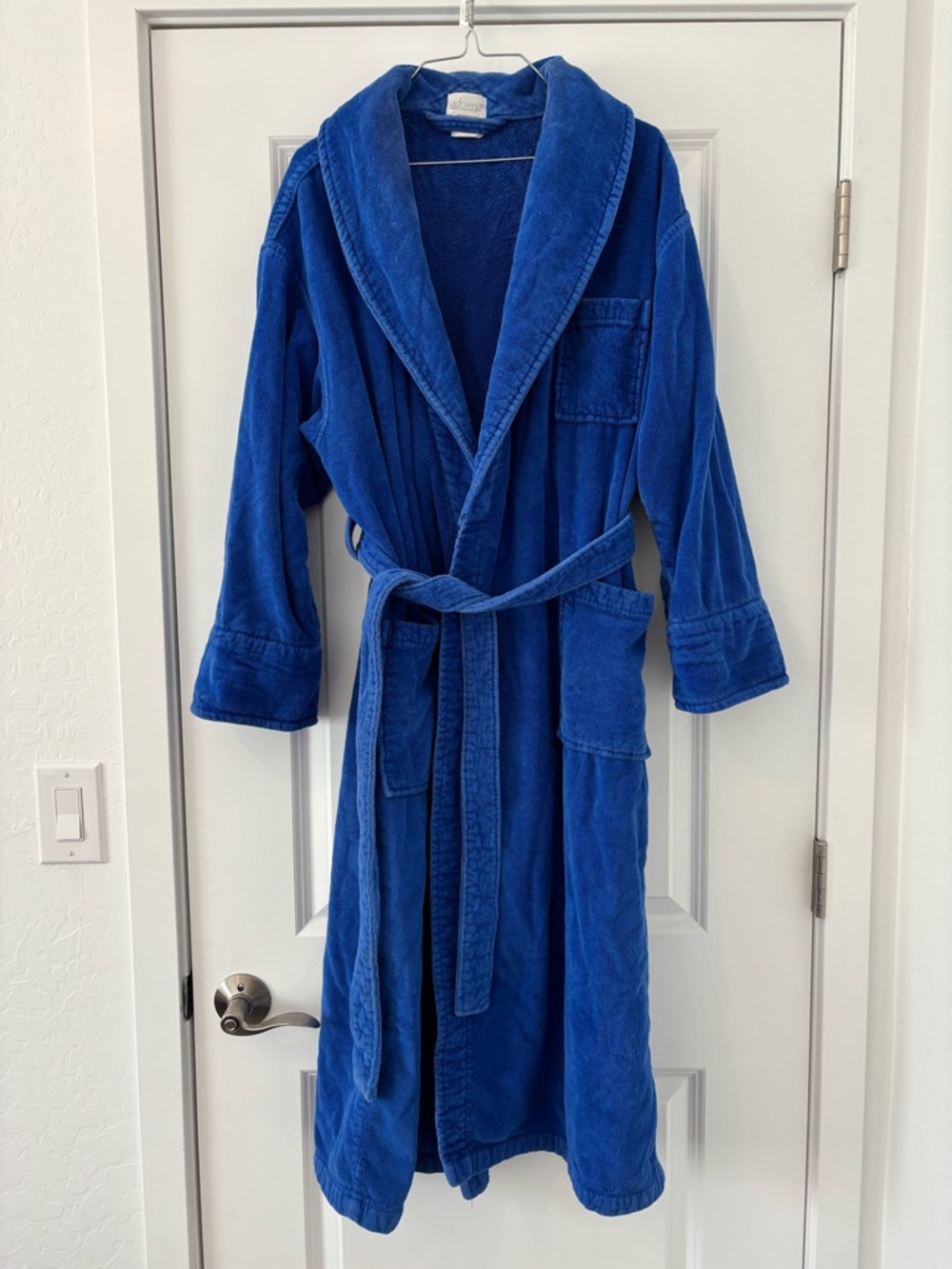 Adonna Royal Blue Thick Terry Cloth Robe with Shawl Collar